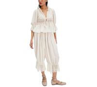 DSAoTeng Conjunto de pijama de 2 piezas con ribete de encaje para mujer, Y2K, encaje hueco, lazo frontal, cuello en V, manga corta, conjunto de ropa de descanso con volantes, ajuste holgado