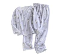 DSAoTeng Conjunto de pijama de franela de forro polar de 2 piezas para mujer, ropa de dormir de franela de dibujos animados, ropa de dormir de felpa gruesa, cálida, acogedora pijama para el hogar