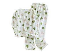 DSAoTeng Conjunto de pijama de franela de forro polar de 2 piezas para mujer, ropa de dormir de franela de dibujos animados, ropa de dormir de felpa gruesa, cálida, acogedora pijama para el hogar