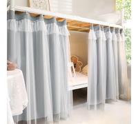 DSAoTeng Cortinas opacas de gasa para litera inferior, toldo de privacidad fuerte a prueba de polvo, cortinas transpirables de cama individual con hebillas de cuerda para dormitorio, dormitorio de