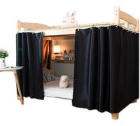 DSAoTeng Cortinas opacas sólidas para litera para dormitorio, toldo de privacidad grueso con fuerte bloqueo de luz, cortinas transpirables a prueba de polvo para literas tipo loft (negro, 1 panel de
