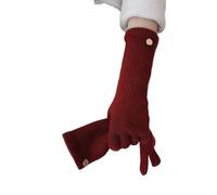 DSAoTeng Guantes largos de lana de invierno para mujer, color sólido, sin dedos, guantes de punto de cachemira, térmicos, cálidos, resistentes al viento, para clima frío, actividades al aire libre, #6