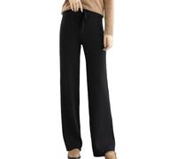 DSAoTeng Pantalones de punto de lana para mujer, cintura alta, pierna ancha, elegantes, casuales, suaves, holgados, para oficina, invierno, Negro, XL