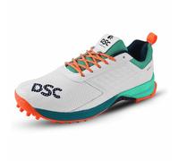 DSC Jaffa 22 Zapatillas de Cricket | Color: Verde mar/Naranja flúor | Tamaño: 7 UK/8US/41EU | para Hombres y niños | Material: Malla | Malla Transpirable | Suela Antideslizante para una Mayor