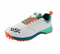 DSC Jaffa 22 Zapatillas de Cricket | Color: Verde mar y Naranja flúor | Tamaño: 9 UK/10US/43EU | para Hombres y niños | Material: Malla | Malla Transpirable | Suela Antideslizante para una Mayor