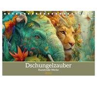Dschungelzauber - Kunstvolle Werke (Tischkalender 2026 DIN A5 quer), CALVENDO Monatskalender: Tiere im Dschungel entdecken
