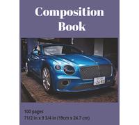 dscraftyhands Blue Cars, back to school, 100 page, 2 sided, 7 1/2 x 9 3/4 in, wireless, college ruled composition book/ Journal