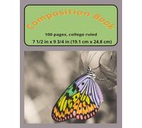dscraftyhands Butterfly Gray, back to school, 100 page, 2 sided, 7 1/2 x 9 3/4 in, wireless, college ruled composition book/ Journal