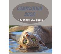 dscraftyhands Cats, green eyes, back to school, 100 pages, 2 sided, 7 1/2 x 9 3/4 in, wireless, college ruled composition book/ Journal