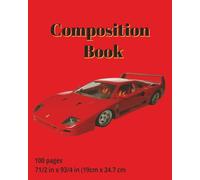 dscraftyhands Red cars, back to school, 100 page, 2 sided, 7 1/2 x 9 3/4 in, wireless, college ruled composition book/ Journal