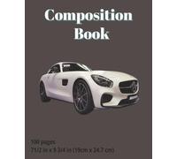 dscraftyhands White Cars, back to school, 100 page, 2 sided, 7 1/2 x 9 3/4 in, wirelesss, college ruled composition book/ Journal