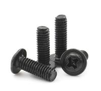 DSDBDNN Tornillo de cabeza cilíndrica abovedada Phillips de acero al carbono negro M1.4, M2.5, M3.5, M4.5, M5, con arandela integrada. (M2,5 x 8 mm-100 unidades)