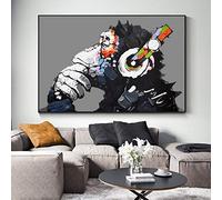 dsdsgog Abstract DJ Monkey Graffiti Art Poster and Prints Orangutan Canvas Paintings en la pared Art Picture para niños Room Decor 35x50cm sin marco