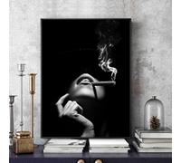 dsdsgog Elegante Lady Wall Art Canvas Painting Poster and Prints Smoking Cigar Woman Picture Canvas Art para la sala de estar Decoración para el hogar 35x50cm Sin marco