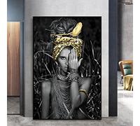 dsdsgog Estilo étnico mujer arte imagen lienzo impreso pintura blanco y negro figura carteles e impresiones hogar sala de estar decoración 35x50cm sin marco