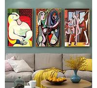 dsdsgog Famoso Picasso Guernica Arte Lienzo Pintura Gran Póster Abstracto e Impresiones Cuadro de Arte de Pared para Sala de Estar Decoración del Hogar 30x45cmx3 Sin Marco