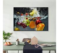 dsdsgog Frutas y verduras frescas en el agua Lienzo Impresión del arte Cartel de la pared Pintura para la decoración del hogar Cocina Decoración de la habitación Pintura de la lona 50x70cm Sin marco