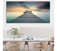 dsdsgog Gran tamaño Sunset Beach Landscape Póster moderno Impresiones de pared Art Canvas Art Pintura Imagen para sala de estar Decoración de la pared del hogar 90x180cm Sin marco