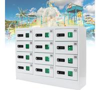 DSeenLeap Armario de Acero con 3 Puertos de Carga en Cada Armario, Caja de Seguridad para teléfono móvil con 12 Ranuras, para escuelas, oficinas, supermercados y aeropuertos