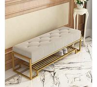 DSeenLeap Banco de Entrada tapizado en Terciopelo Grueso, Asiento de Banco para Zapatos de Tela con mechones Suaves, Organizador de Almacenamiento de Zapatos (C 31 x 15 x 17 Pulgadas)