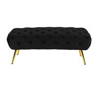 DSeenLeap Banco de Terciopelo Moderno, Taburete reposapiés Suave y Lujoso para Entrada, Comedor, Sala de Estar, Bancos de Dormitorio tapizados con Botones (Negro, 31 x 18 x 18 Pulgadas)