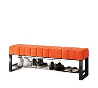 DSeenLeap Banco para Zapatos con Asiento de Terciopelo Grueso, Zapatero para Entrada, Organizador de Zapatos, Muebles Decorativos Modernos, Asiento de Banco de Almacenamiento Suave (Naranja)