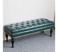DSeenLeap Banco Vintage tapizado con Botones de Cuero, Banco Rectangular con Acento Moderno, reposapiés para la Entrada para Sala de Estar y Dormitorio (Verde, 39 x 16 x 18 Pulgadas)