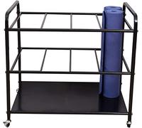 DSeenLeap Carrito de Almacenamiento Grande con Estante para 12 colchonetas, Soporte Moderno de Metal con Ruedas para colchonetas de Pilates o Rodillos de Espuma