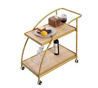 DSeenLeap Carrito de Bar con Estructura de Metal, Carrito de Cocina con Ruedas, 2 estantes de Madera y Ruedas para Espacios pequeños, Home Kitchen Club, 69 x 40 x 66 cm