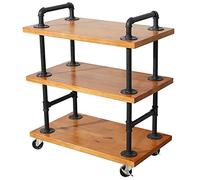 DSeenLeap Carrito de Cocina, botellero de Madera y Metal con Ruedas para Cocina, Bar, Comedor, té, Vino, Carrito de Servicio, Muebles