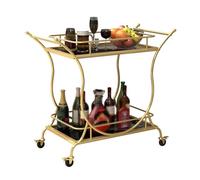 DSeenLeap Carrito de Cocina de 2 Niveles para Servir Vino en el hogar, Carrito de Vino con Ruedas, asa, Estante de Metal para Almacenamiento de Vino y Vidrio, para Cocina