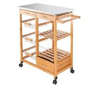 DSeenLeap Carrito de Cocina Industrial Carrito de Cocina móvil con Dos cajones, Dos botelleros y Tres cestas