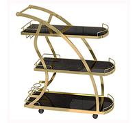 DSeenLeap Carrito de Metal para Servir Vino, té y Vasos, Apto para Cocina, Club y Sala de Estar. Carrito de Cocina con Almacenamiento (Dorado 1)