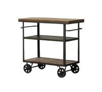 DSeenLeap Carrito para Bar de vinos, Carrito de Servicio de Cocina con Almacenamiento, Estructura de Madera y Metal, Carrito de Cocina marrón Oscuro con Almacenamiento (80 * 40 * 80cm)