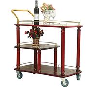 DSeenLeap Carritos de Bar Carrito de Servicio de Cocina con Ruedas Carrito de Bar Tipo Buffet, Estante de Almacenamiento de 3 Niveles con Ruedas, Madera Maciza y Metal Carritos de Bar para el hogar