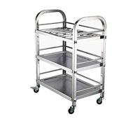 DSeenLeap Carro de Servicio de Acero Inoxidable de 3 Niveles para Cocina, Carrito de Servicio con Ruedas de Bloqueo para Cocina, hoteles, restaurantes, diseño de Ranura para Cubierta