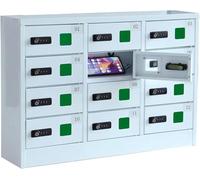 DSeenLeap Casillero de Acero para teléfono Celular con Cerradura de combinación, gabinete de Almacenamiento móvil Recargable, estación de Carga para teléfono Celular con 12 Ranuras