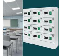 DSeenLeap Casillero para teléfono Celular Recargable de 12 Ranuras, estación de Carga para teléfono Celular con Cerradura de combinación, gabinete de Carga móvil, con Cerradura