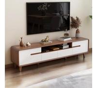 DSeenLeap Consola de TV, Centro de Entretenimiento, Mesa de Consola de TV, Mueble de TV con cajones y estantes Abiertos, para Sala de Estar, Dormitorio, Comedor (Blanco Nogal de 62,9 Pulgadas)