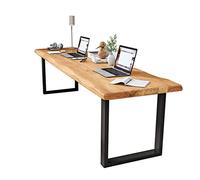 DSeenLeap Escritorio De Oficina Escritorio De Pino De Madera Maciza De 5 Cm De Grosor, Mesa Multifuncional De Metal Rectangular, Soporte De Carga Fuerte, Fácil De Instalar (Color A 180x60x75cm)