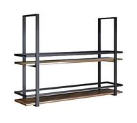 DSeenLeap Estante de Almacenamiento de Madera Maciza de 2 Niveles para Techo con barandilla, Soporte Decorativo para Barra o Cocina, fácil de Instalar (Negro, 100 x 30 x 80 cm)