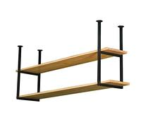 DSeenLeap Estante de Almacenamiento de Techo, Estante de Madera Maciza de 2 Capas, estantes flotantes Colgantes, Organizador para Restaurante, Cocina, Bar, cafetería (Negro, 60 x 30 x 60 cm)