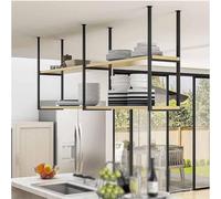 DSeenLeap Estante de Almacenamiento de Techo, Estante Flotante Decorativo, Estante de Madera Colgante, Organizador para Cocina y Restaurante (Negro, 100 x 30 x 80 cm)