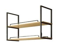 DSeenLeap Estante de Techo con barandilla, Estante Flotante Industrial de 2 Capas para Colgar Debajo de la Barra de Cocina, fácil de Instalar (Soporte Negro de 80 x 30 x 80 cm)