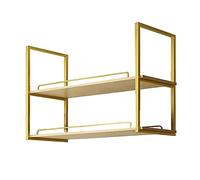 DSeenLeap Estante de Techo con barandilla, Estante Flotante Industrial de 2 Niveles para Barra de Cocina bajo gabinete, fácil de Instalar (Soporte Dorado de 120 x 30 x 80 cm)