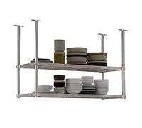 DSeenLeap Estante de Techo de Acero Inoxidable de 2 Niveles, Ideal para Bar, Restaurante, decoración Colgante de Flores (Plateado, 70 x 35 x 80 cm)