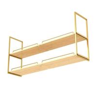 DSeenLeap Estante de Techo de Madera y Hierro Forjado Mejorado, Ideal para restaurantes y Bares de 2 Plantas (80 × 30 × 80 cm)