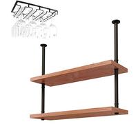 DSeenLeap Estante de Techo para Copas, Soporte Decorativo de Hierro Estilo Vintage para Colgar Copas, Ideal para Bares, restaurantes y cocinas (Negro, 60 x 25 x 70 cm)