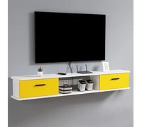 DSeenLeap Estante Flotante para Pared, Mueble de TV, Centro de Entretenimiento con Puerta y Unidad de Almacenamiento, Consola de Audio y Video, Consola Multimedia, Ahorra Espacio (C 100 x 23 x 22 cm)