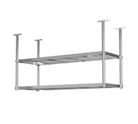 DSeenLeap Estante nórdico de 2 Niveles de Acero Inoxidable para Cocina, para Colgar en el Techo, para Bar, Restaurante, Decorativo, fácil de Instalar (Plateado, 70 x 35 x 80 cm)